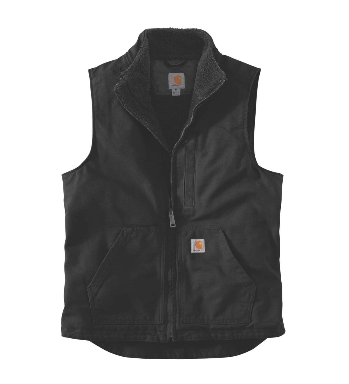 0013553  washed duck sherpa lined mock neck vest 104277 black carhartt 1