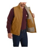 0013554  washed duck sherpa lined mock neck vest 104277 brown carhartt