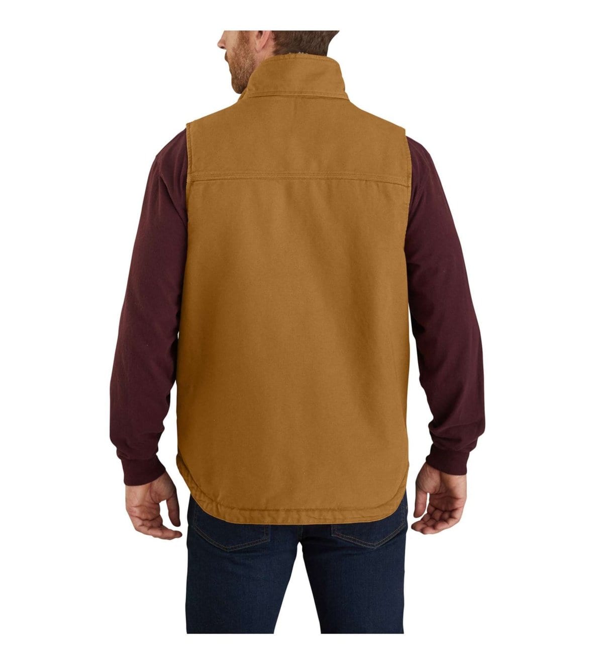 0013556  washed duck sherpa lined mock neck vest 104277 brown carhartt