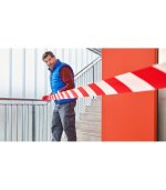 ταινια σημανσης κινδυνου ασπρη κοκκινη χωρις κολλα 200m