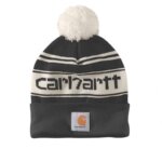 01004461 001 KNIT POM POM CUFFED LOGO BEANIE black