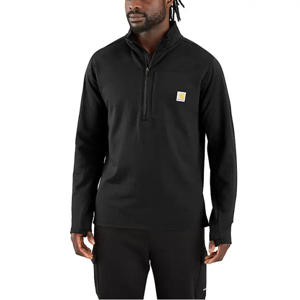 ΜΠΛΟΥΖΑ ΜΑΚΡΥΜΑΝΙΚΗ FORCE RELAXED FIT MOCK NECK HALF ZIP 106423 CARHARTT μαυρη xalatsis 1