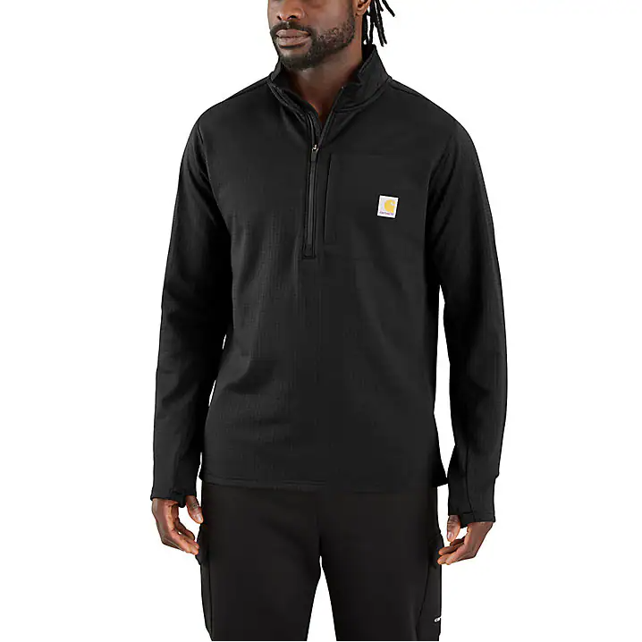 ΜΠΛΟΥΖΑ ΜΑΚΡΥΜΑΝΙΚΗ FORCE RELAXED FIT MOCK NECK HALF ZIP 106423 CARHARTT μαυρη xalatsis 1