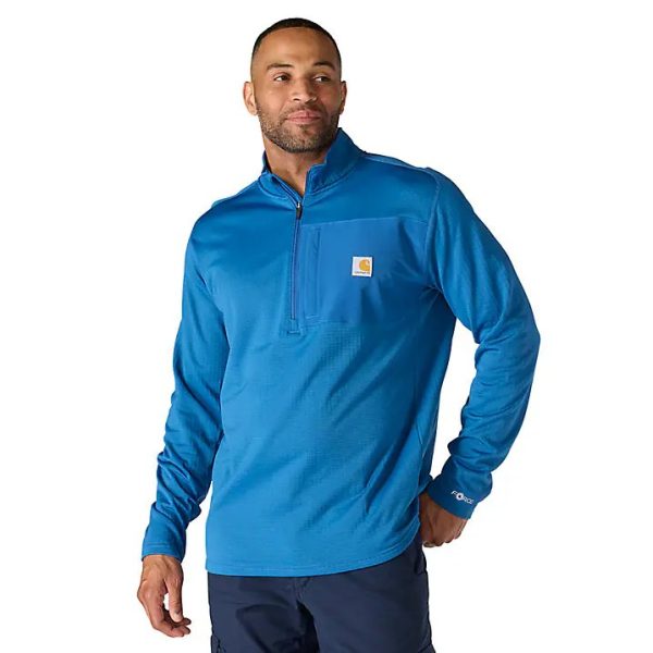 ΜΠΛΟΥΖΑ ΜΑΚΡΥΜΑΝΙΚΗ FORCE RELAXED FIT MOCK NECK HALF ZIP 106423 CARHARTT μπλε xalatsis