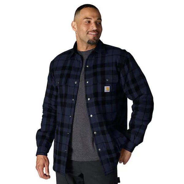 ΠΟΥΚΑΜΙΣΟ ΜΑΚΡΥΜΑΝΙΚΟ FLANNEL SHERPA 107017 CARHARTT μπλε σκουρο xalatsis