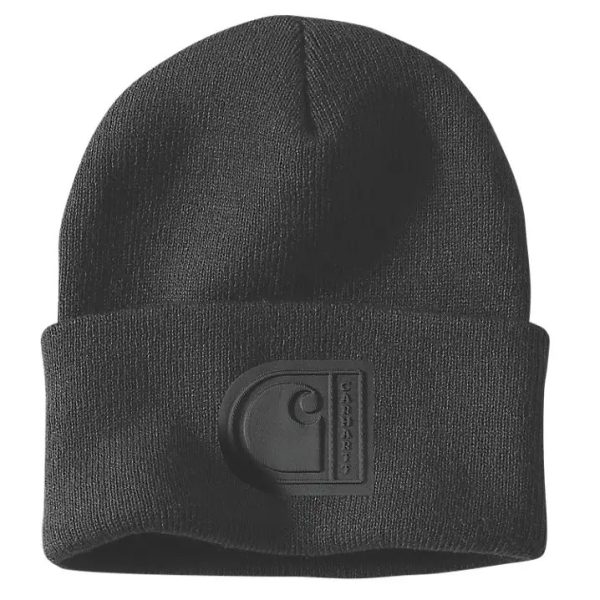 ΣΚΟΥΦΟΣ KNIT CUFFED C PATCH 107190 CARHARTT xalatsis μαυρο