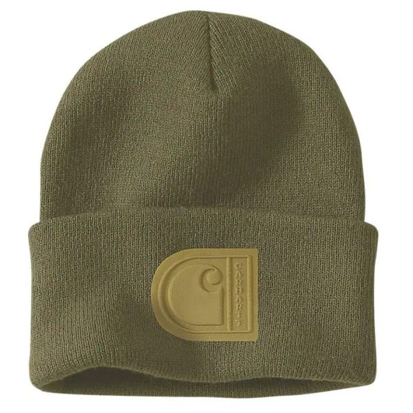 ΣΚΟΥΦΟΣ KNIT CUFFED C PATCH 107190 CARHARTT χακι xalatsis