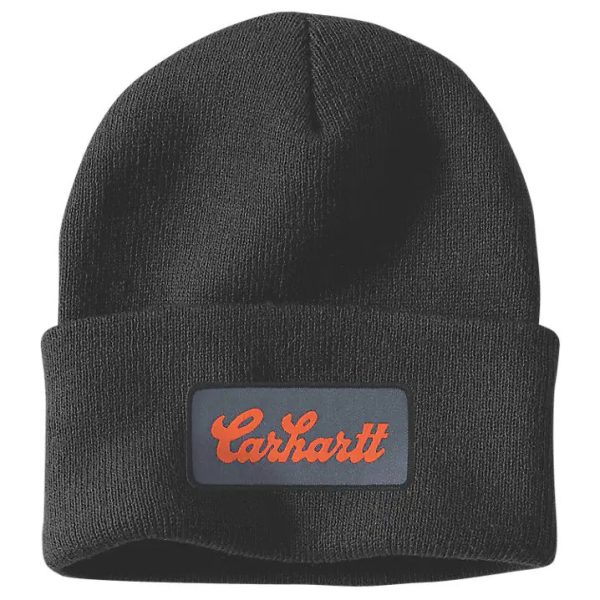 ΣΚΟΥΦΟΣ KNIT CUFFED SCRIPT PATCH 107007 CARHARTT xalatsis μαυρο